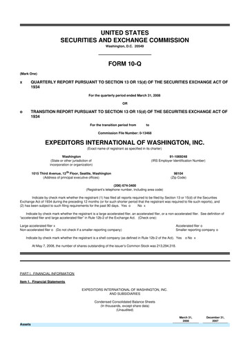 Thumbnail Expeditors International 10-Q Quarterly Report FY 