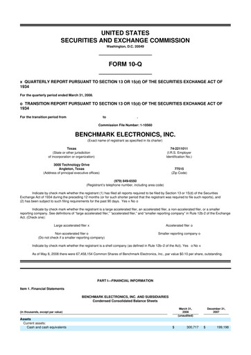 Vorschaubild Benchmark Electronics
 10-Q Quartalsbericht  