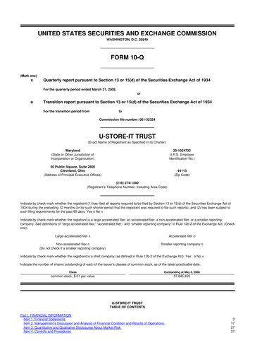 Thumbnail CubeSmart
 10-Q Quarterly Report FY 