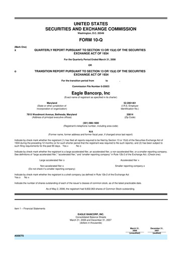 Thumbnail Eagle Bancorp 10-Q Quarterly Report FY 