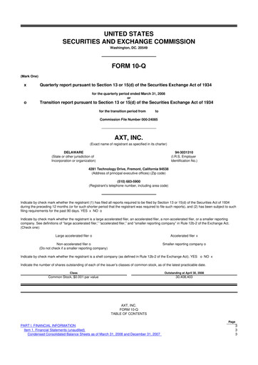 Thumbnail AXT Inc
 10-Q Quarterly Report FY 