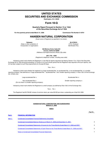 Thumbnail Monster Beverage 10-Q Quarterly Report FY 