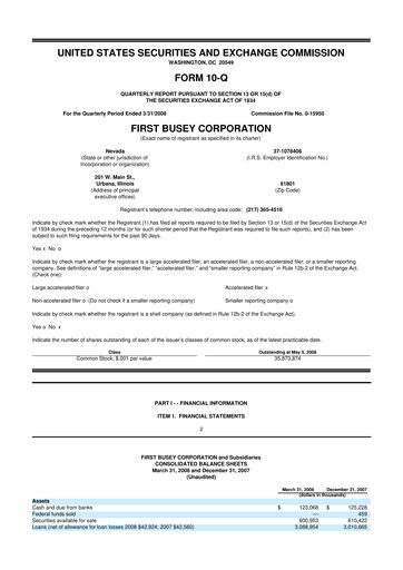 Thumbnail First Busey 10-Q Quarterly Report FY 