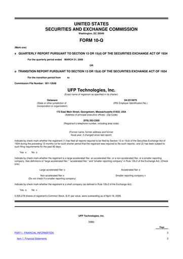 Vorschaubild UFP Technologies
 10-Q Quartalsbericht  