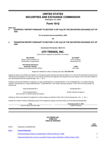Thumbnail Citi Trends, Inc. 10-Q Quarterly Report FY 