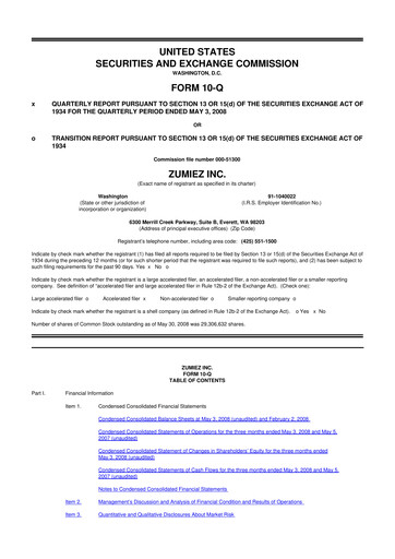 Thumbnail Zumiez 10-Q Quarterly Report FY 