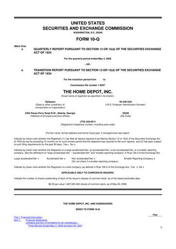 Thumbnail Home Depot 10-Q Quarterly Report FY 