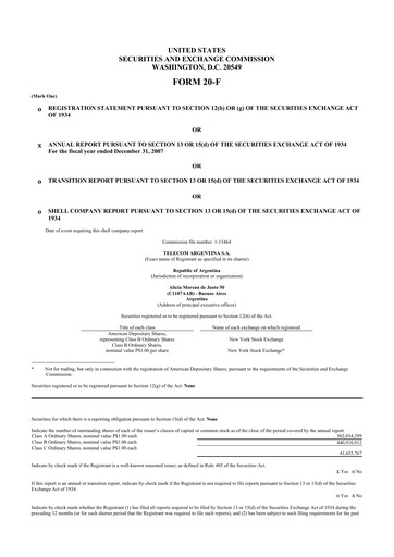 Thumbnail Telecom Argentina
 20-F Annual Report 