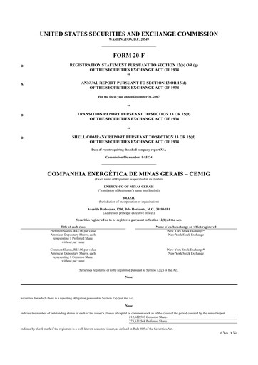 Thumbnail Cemig 20-F Annual Report 