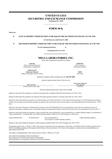 Thumbnail Mesa Laboratories 10-K Annual Report 