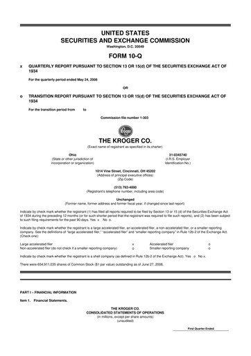 Vorschaubild Kroger 10-Q Quartalsbericht  