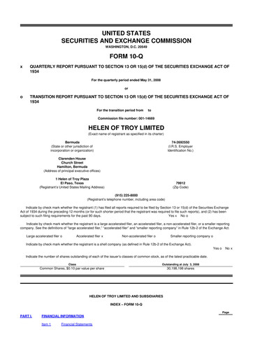 Thumbnail Helen of Troy 10-Q Quarterly Report FY 