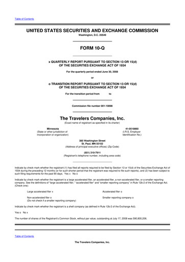 Thumbnail The Travelers Companies 10-Q Quarterly Report FY 