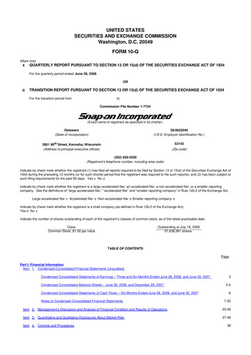 Thumbnail Snap-on 10-Q Quarterly Report FY 