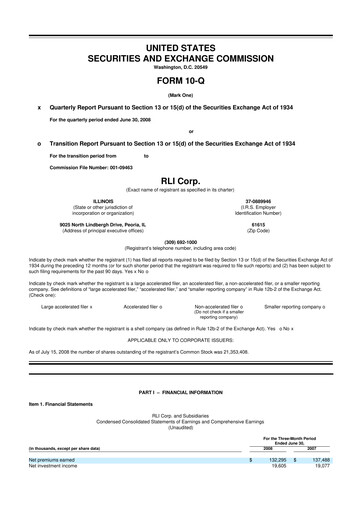 Vorschaubild RLI Corp.
 10-Q Quartalsbericht  