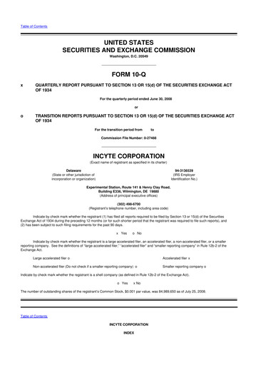 Thumbnail Incyte 10-Q Quarterly Report FY 