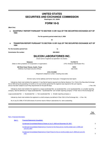 Thumbnail Silicon Labs
 10-Q Quarterly Report FY 