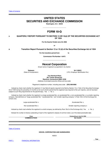 Thumbnail Hexcel
 10-Q Quarterly Report FY 