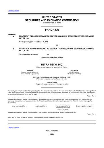 Thumbnail Tetra Tech
 10-Q Quarterly Report FY 