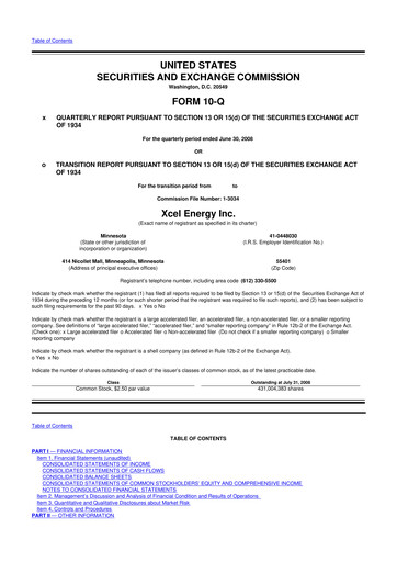 Thumbnail Xcel Energy 10-Q Quarterly Report FY 