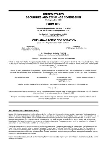 Thumbnail Louisiana-Pacific
 10-Q Quarterly Report FY 