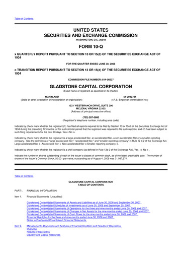 Thumbnail Gladstone Capital Corporation 10-Q Quarterly Report FY 