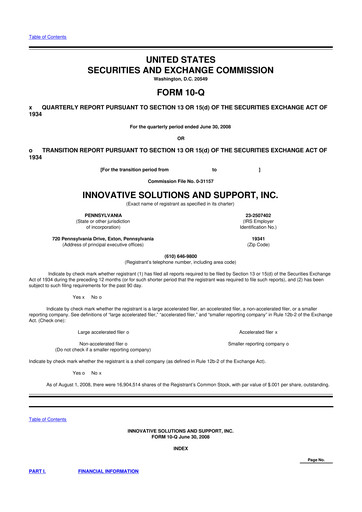 Miniature Innovative Solutions and Support 10-Q Rapport trimestriel  