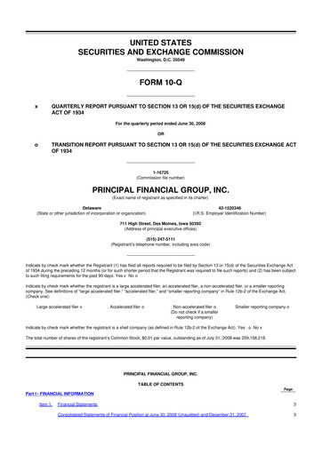 Thumbnail Principal Financial Group 10-Q Quarterly Report FY 