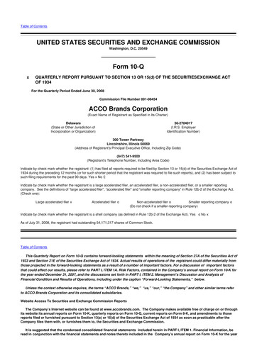 Thumbnail Acco Brands 10-Q Quarterly Report FY 