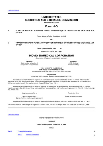 Miniature Inovio Pharmaceuticals 10-Q Rapport trimestriel  