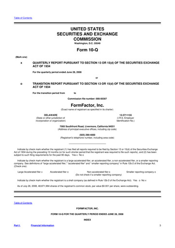 Thumbnail FormFactor 10-Q Quarterly Report FY 