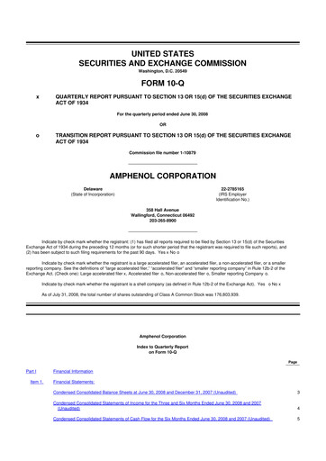 Thumbnail Amphenol 10-Q Quarterly Report FY 