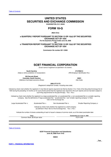 Thumbnail South State Corp 10-Q Quarterly Report FY 