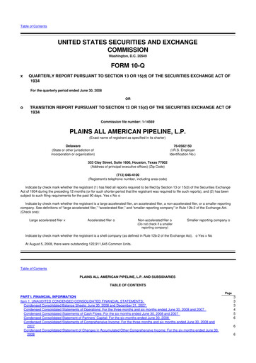 Thumbnail Plains All American Pipeline 10-Q Quarterly Report FY 