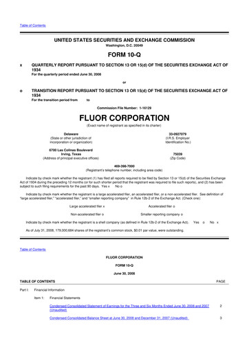 Thumbnail Fluor Corporation
 10-Q Quarterly Report FY 