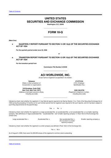 Thumbnail ACI Worldwide
 10-Q Quarterly Report FY 