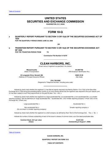 Thumbnail Clean Harbors
 10-Q Quarterly Report FY 