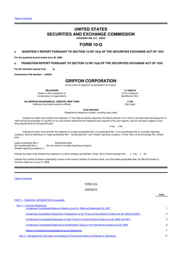 Thumbnail Griffon Corporation
 10-Q Quarterly Report FY 