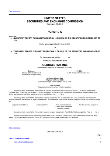 Thumbnail Globalstar
 10-Q Quarterly Report FY 