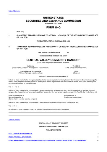 Thumbnail Community West Bancshares 10-Q Quarterly Report FY 