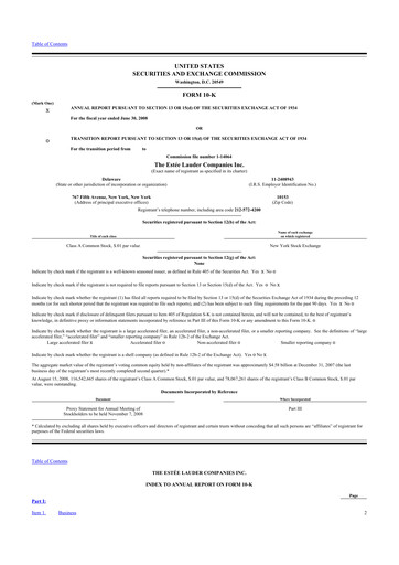 Thumbnail Estee Lauder 10-K Annual Report 