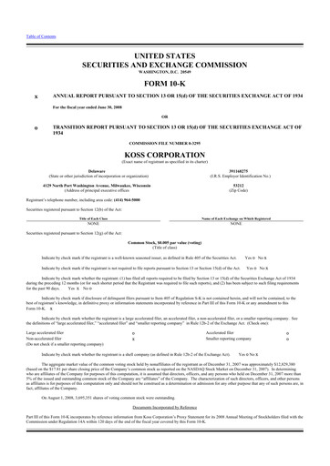 Thumbnail Koss 10-K Annual Report 