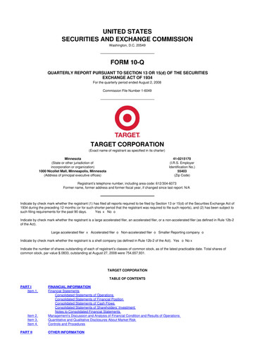 Thumbnail Target 10-Q Quarterly Report FY 