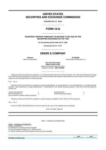 Thumbnail Deere & Company (John Deere) 10-Q Quarterly Report FY 