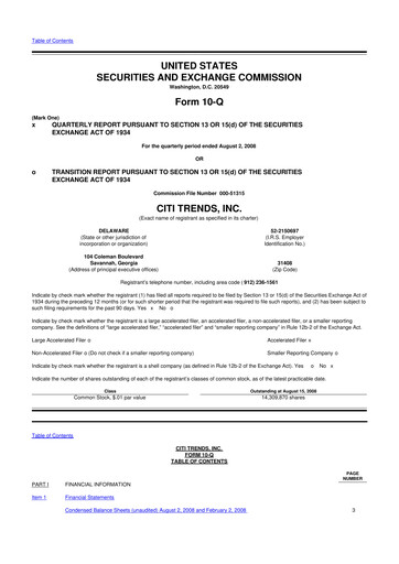 Thumbnail Citi Trends, Inc. 10-Q Quarterly Report FY 