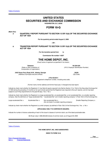 Thumbnail Home Depot 10-Q Quarterly Report FY 