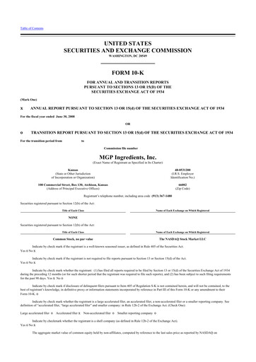 Thumbnail MGP Ingredients 10-K Annual Report 