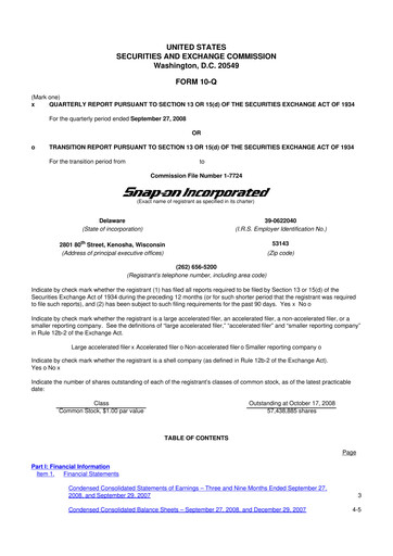 Thumbnail Snap-on 10-Q Quarterly Report FY 