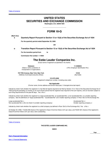 Thumbnail Estee Lauder 10-Q Quarterly Report FY 