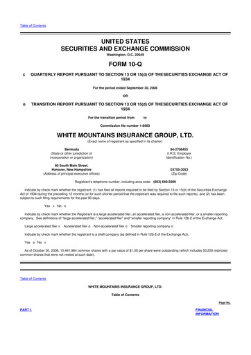 Vorschaubild White Mountains Insurance Group 10-Q Quartalsbericht  